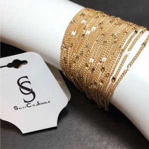 $125 Savvy Cie 18K Gold Plated Bracelet 1" Wide 7" Long Lobster Clasp NWT